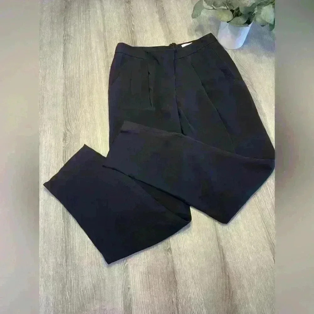A.L.C Black Skinny Pleated Pants Trousers